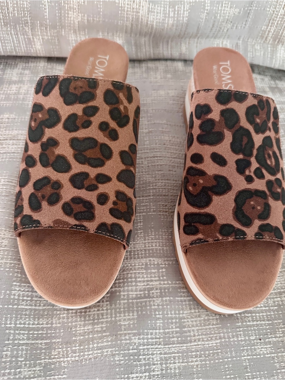 TOMS Leopard Print Slide Mules in Brown and Black